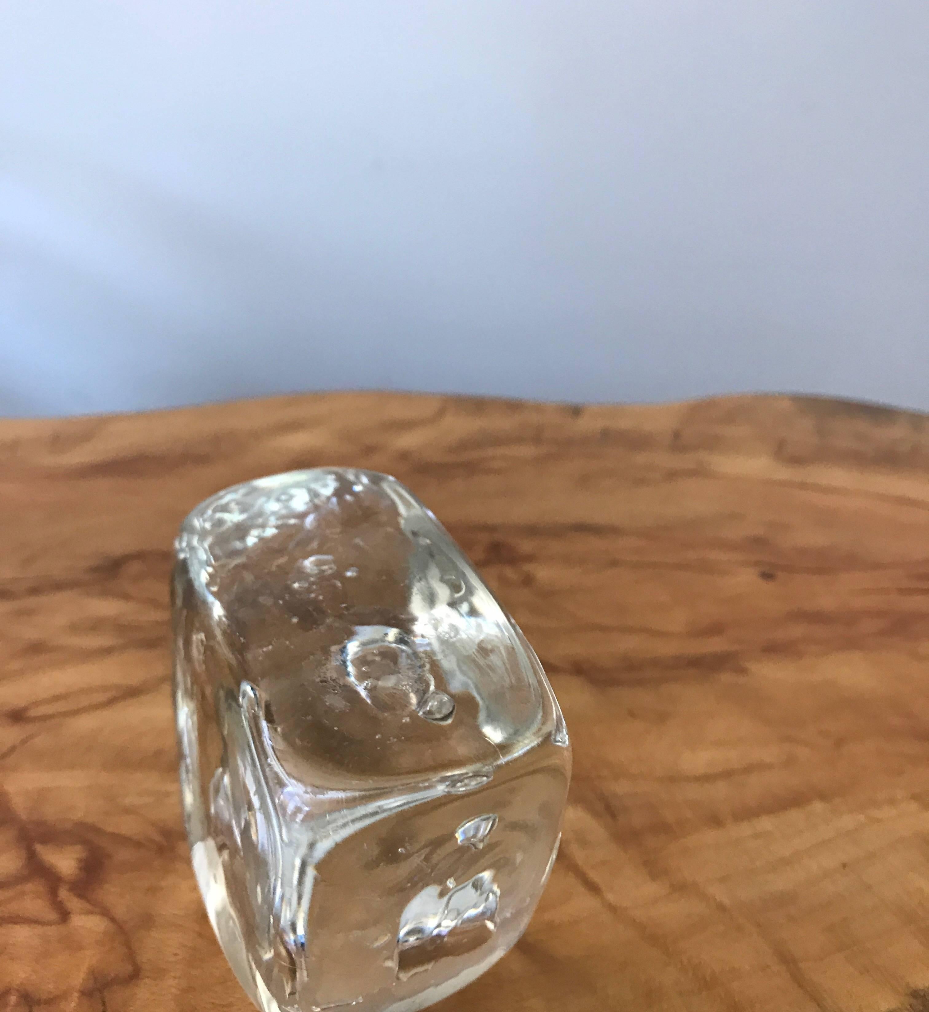 Italian Murano Clear Glass Paperweight with Bubble Inclusions