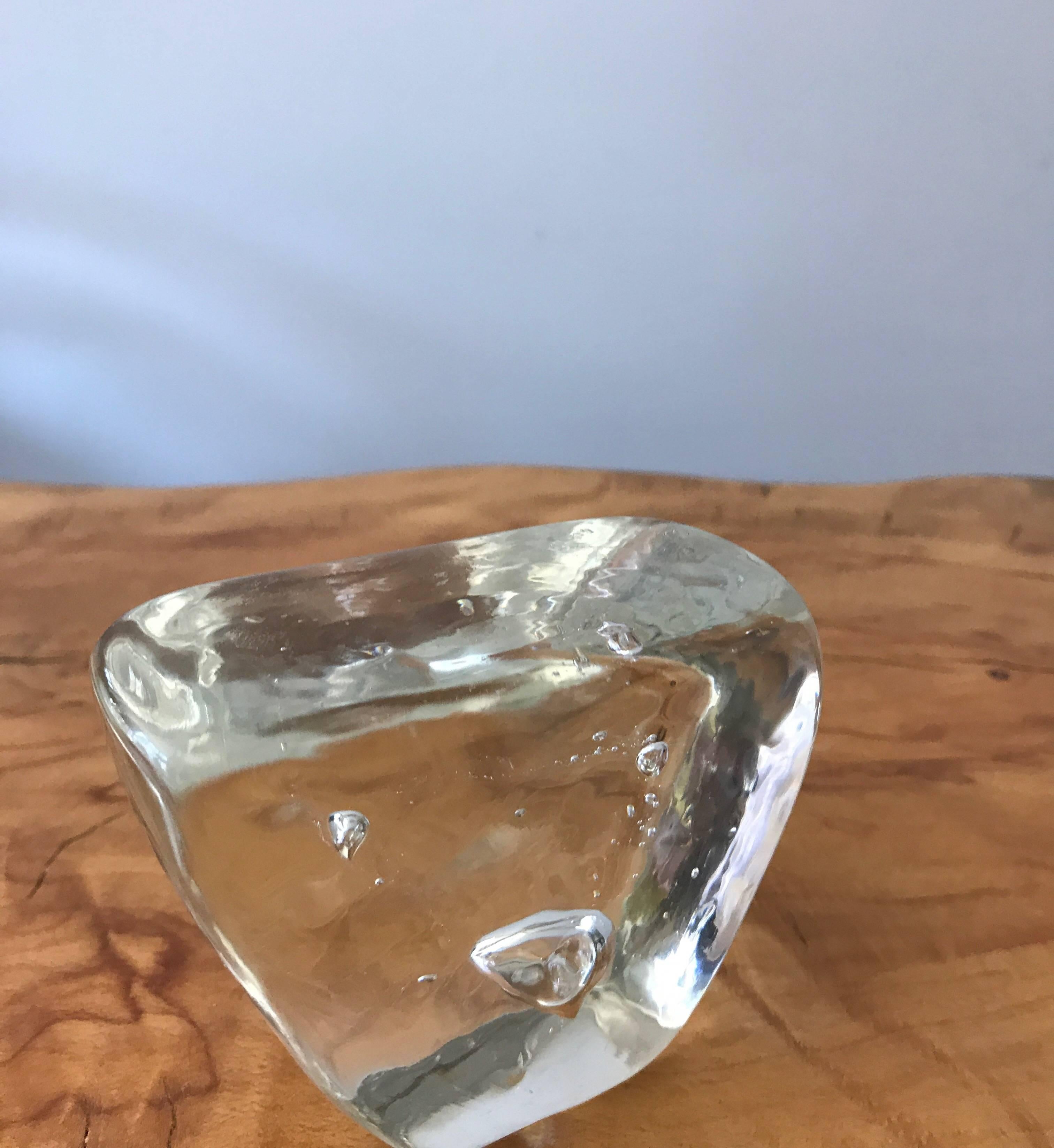 Murano Clear Glass Paperweight with Bubble Inclusions In Good Condition In Chicago, IL