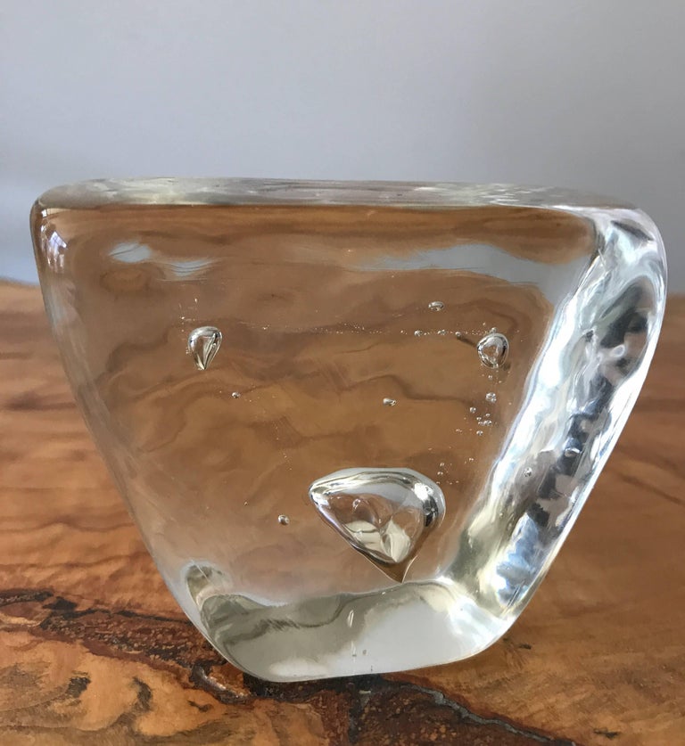 Murano Clear Glass Paperweight with Bubble Inclusions at 1stDibs