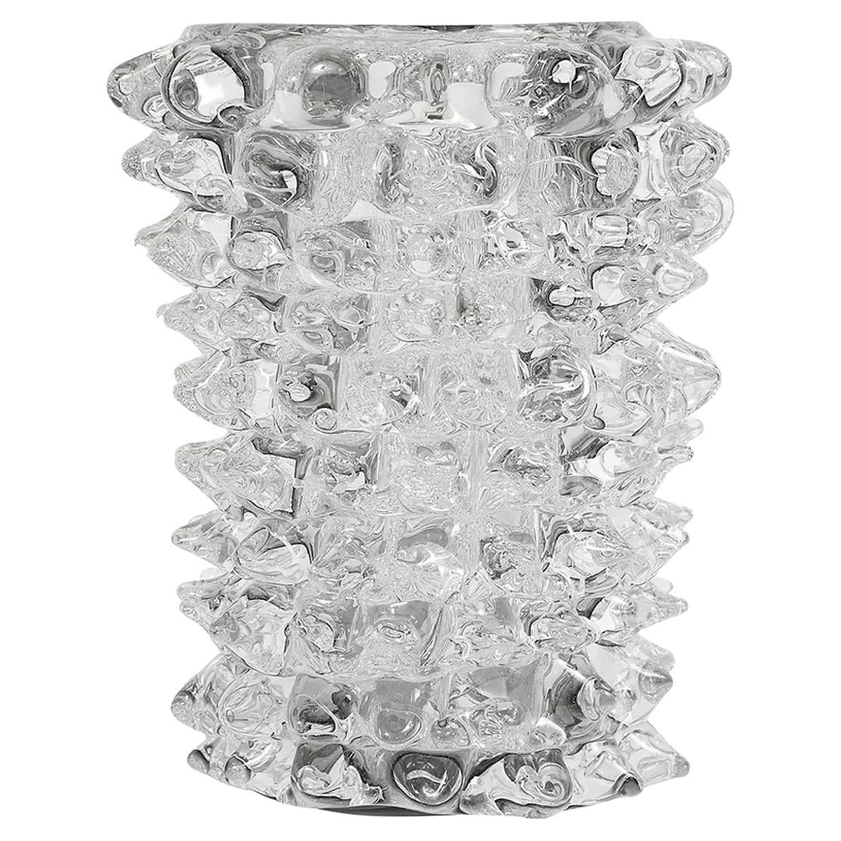 Murano Clear Glass "Rostrate" Vase