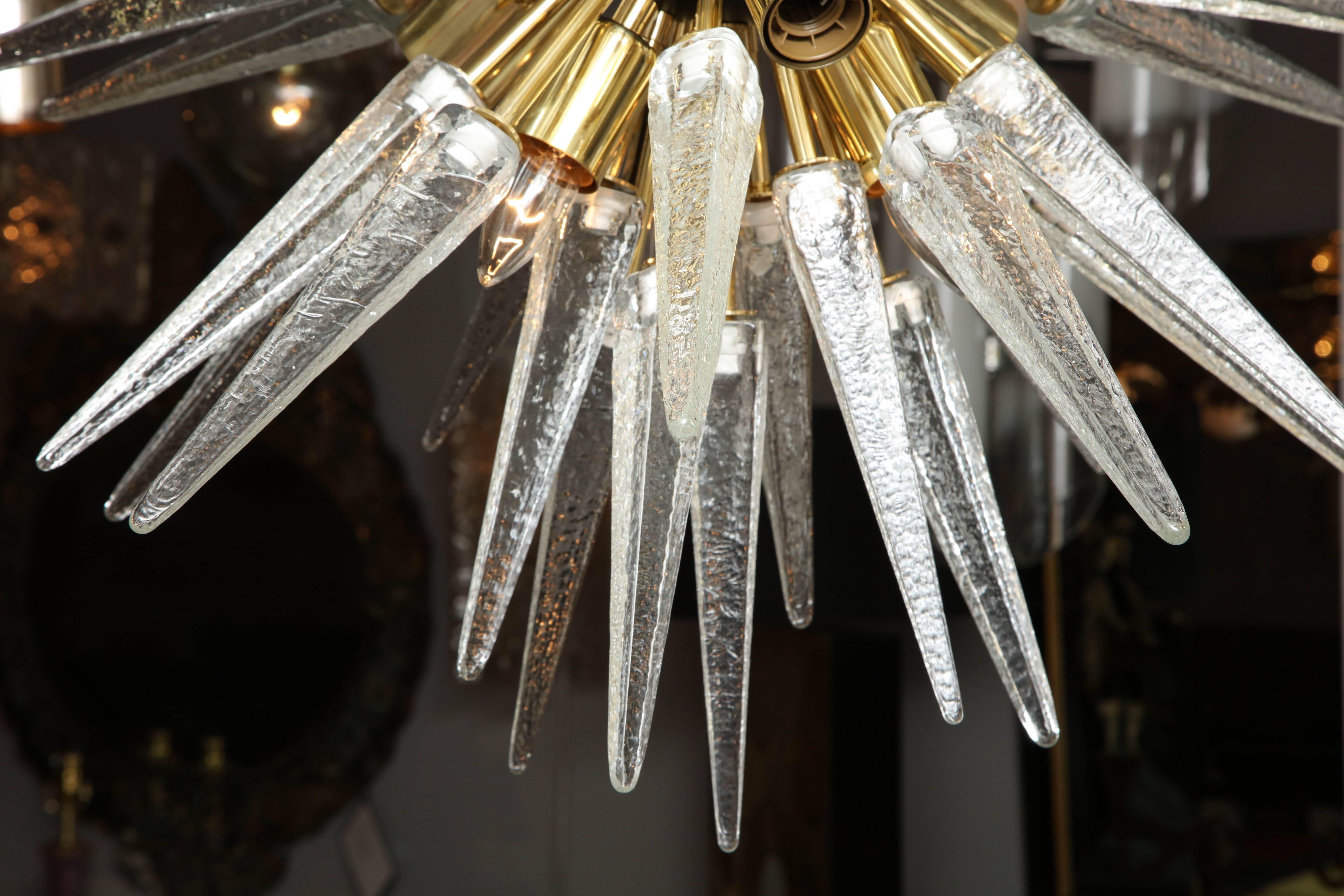 Custom Clear Murano Glass Spike Sputnik Chandelier In New Condition For Sale In New York, NY