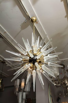 Custom Clear Murano Glass Spike Sputnik Chandelier