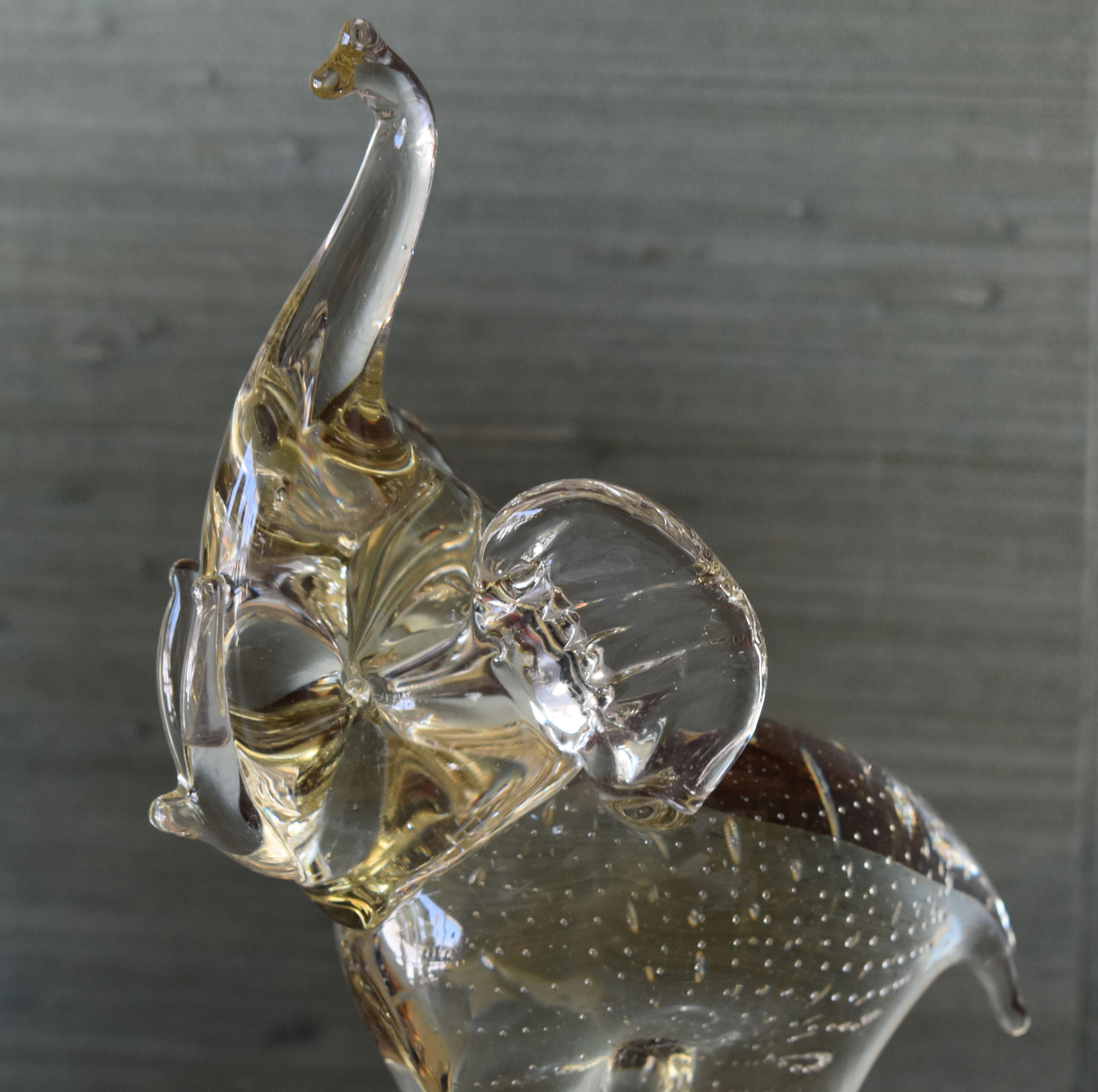 Italienische Elefant-Skulptur aus klarem Muranoglas, Muranoglas (Moderne der Mitte des Jahrhunderts) im Angebot