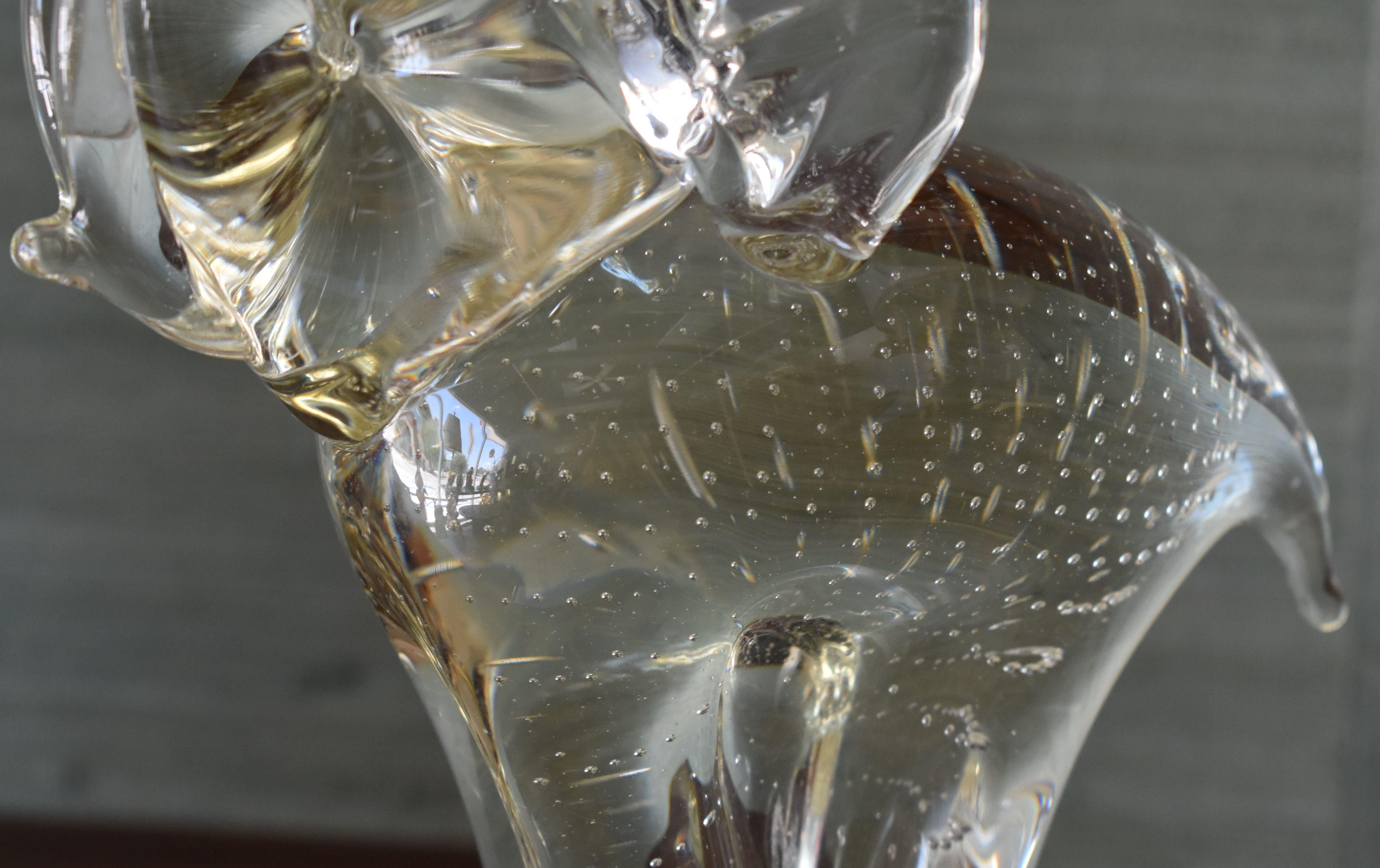 Mid-Century Modern Murano Clear Italian Art Glass Elephant Sculpture For Sale