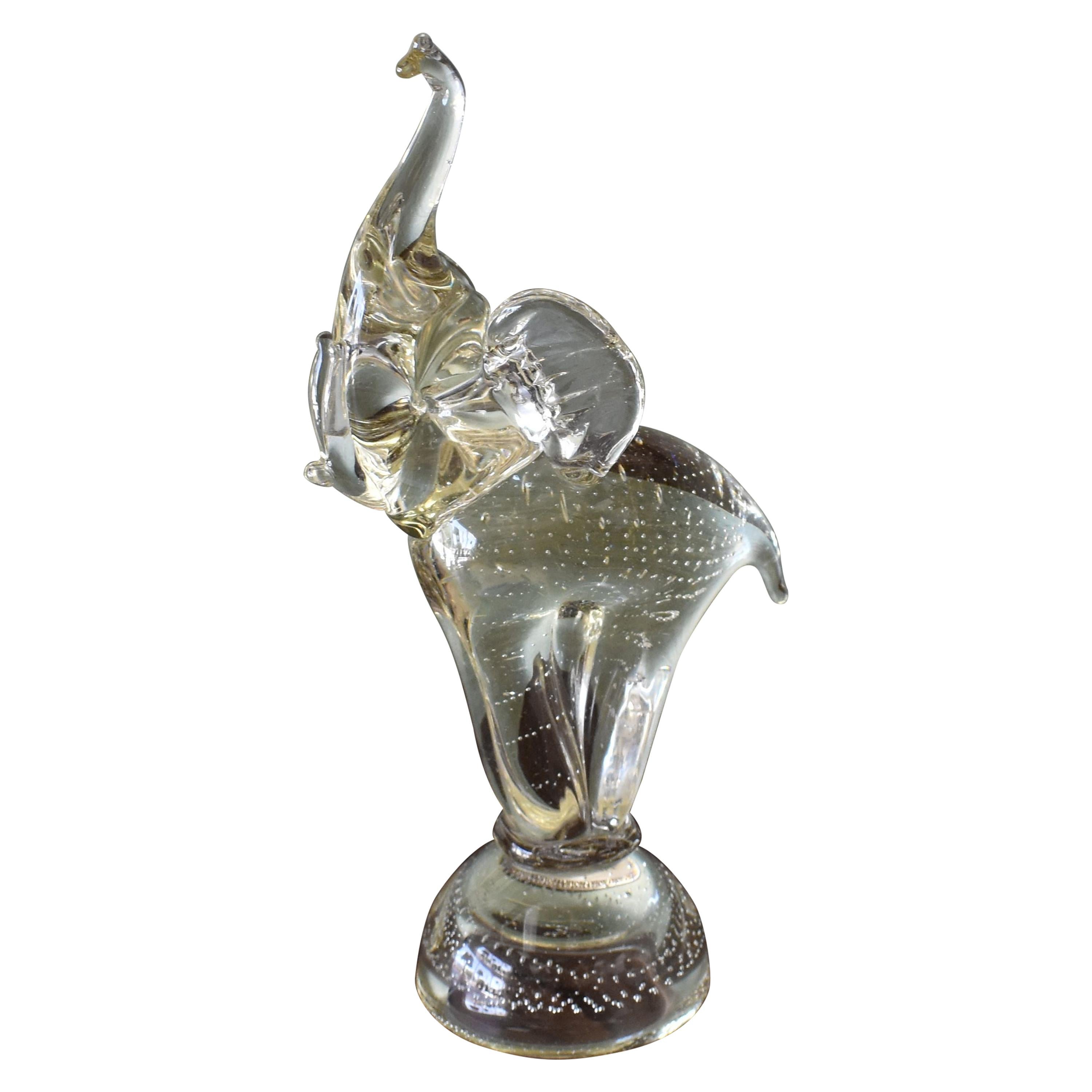 Murano Clear Italian Art Glass Elephant Sculpture