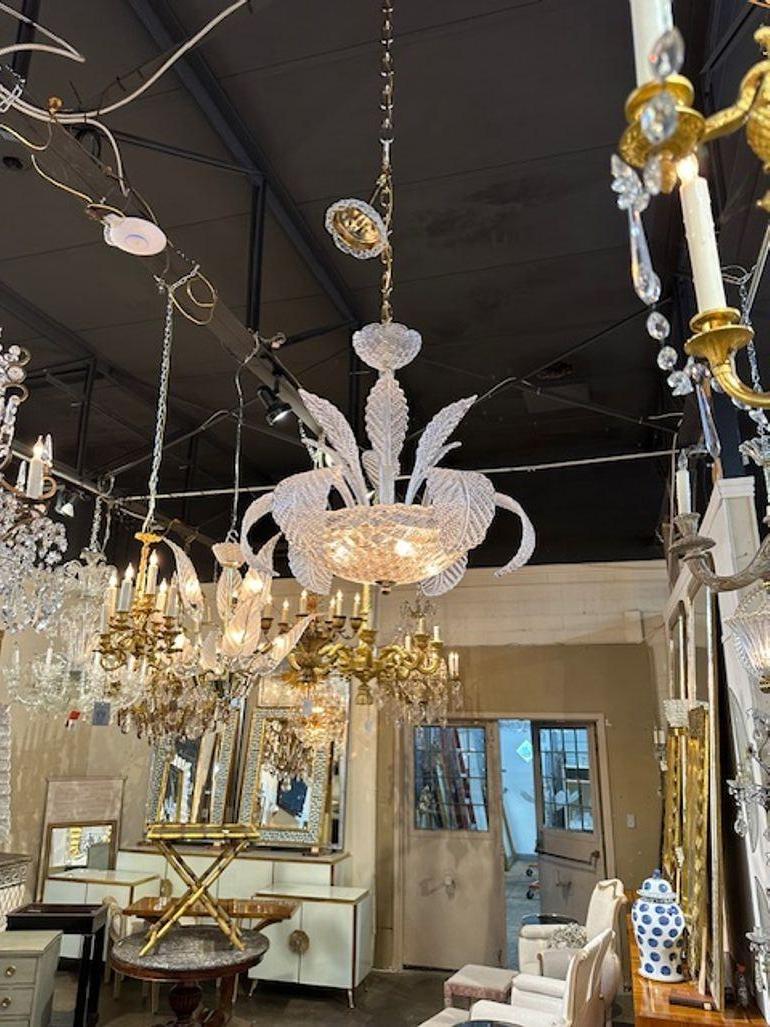 Murano Clear leaf Glass Chandelier 2