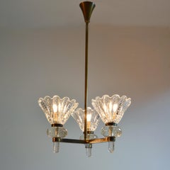 Kronleuchter aus Muranoglas, klarem Pulegoso-Glas und Messing, Italien, 1930er Jahre