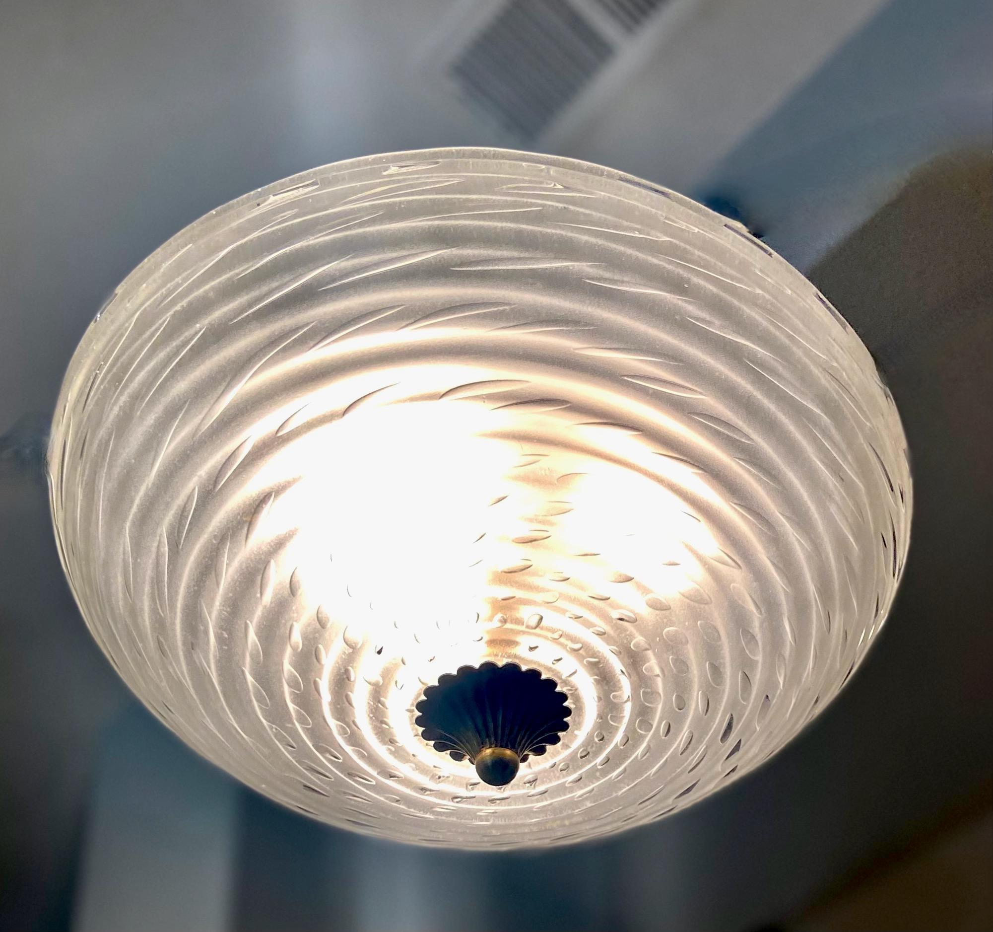 Murano Clear White Bullicante Glass Flushmount Ceiling Light 5