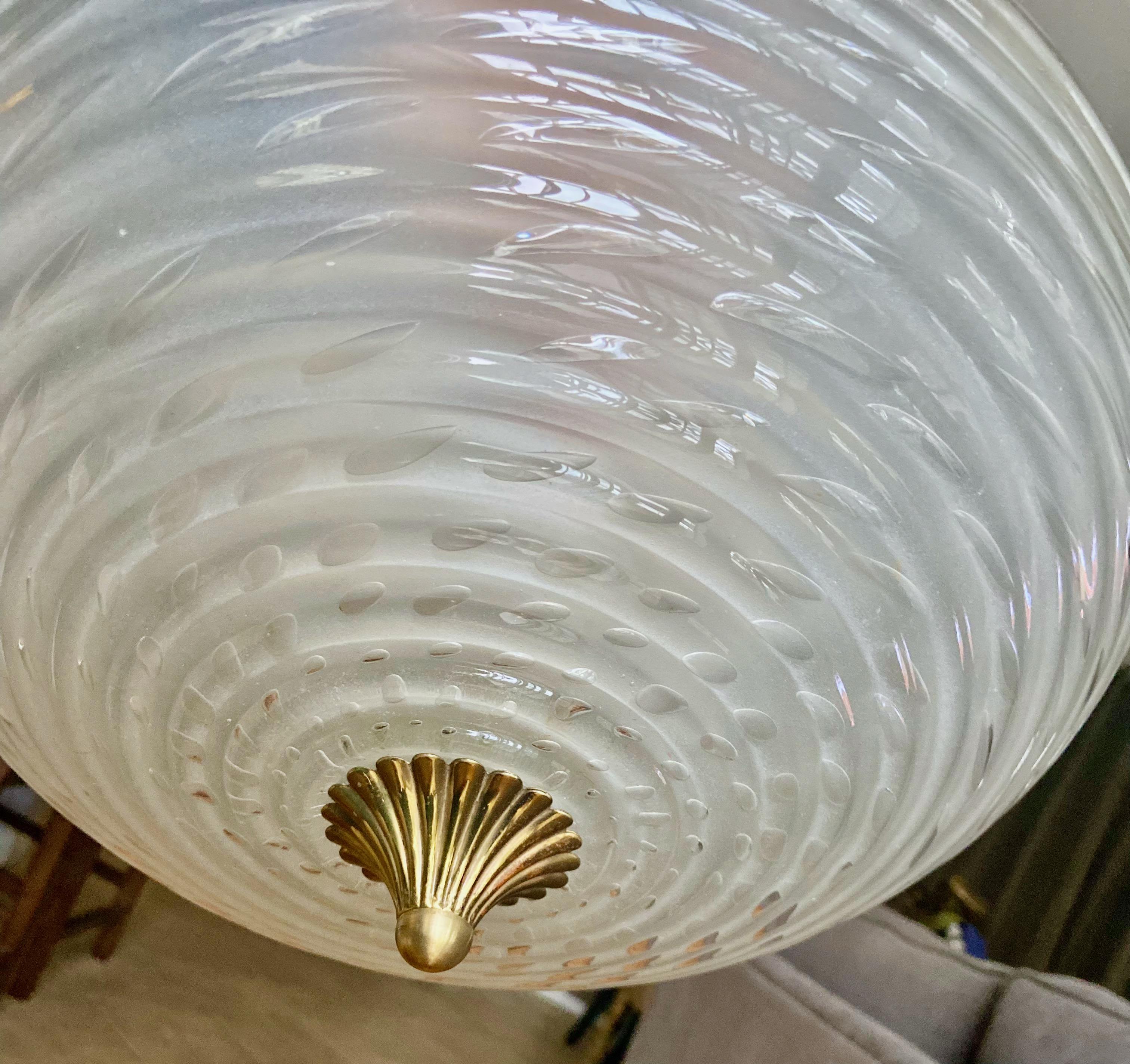 Murano Clear White Bullicante Glass Flushmount Ceiling Light 6