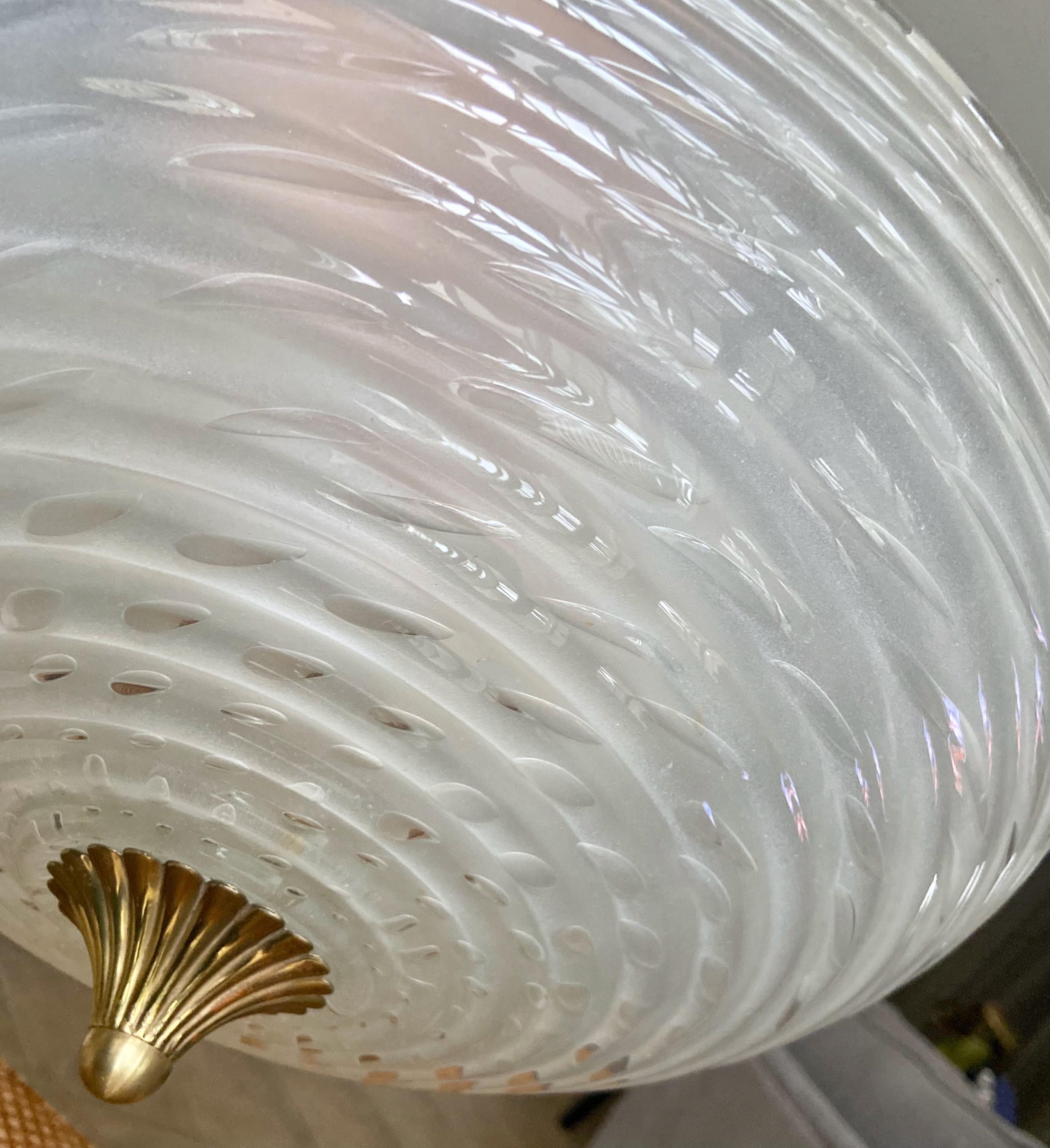 Murano Clear White Bullicante Glass Flushmount Ceiling Light 1