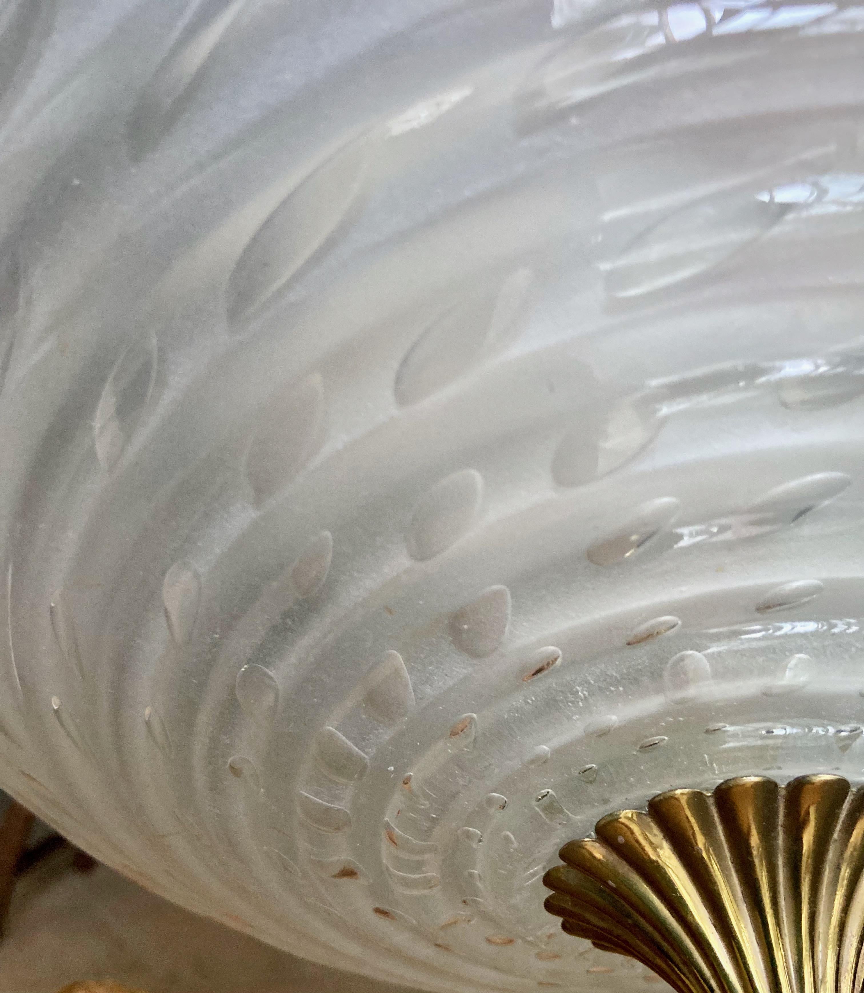 Murano Clear White Bullicante Glass Flushmount Ceiling Light 2
