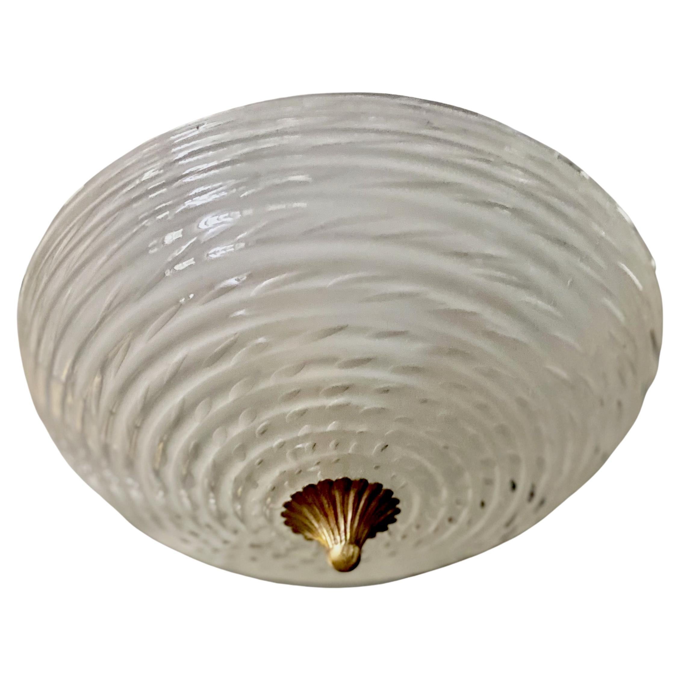 Murano Clear White Bullicante Glass Flushmount Ceiling Light