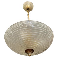 Lampadario a sospensione in vetro bullicante bianco trasparente di Murano