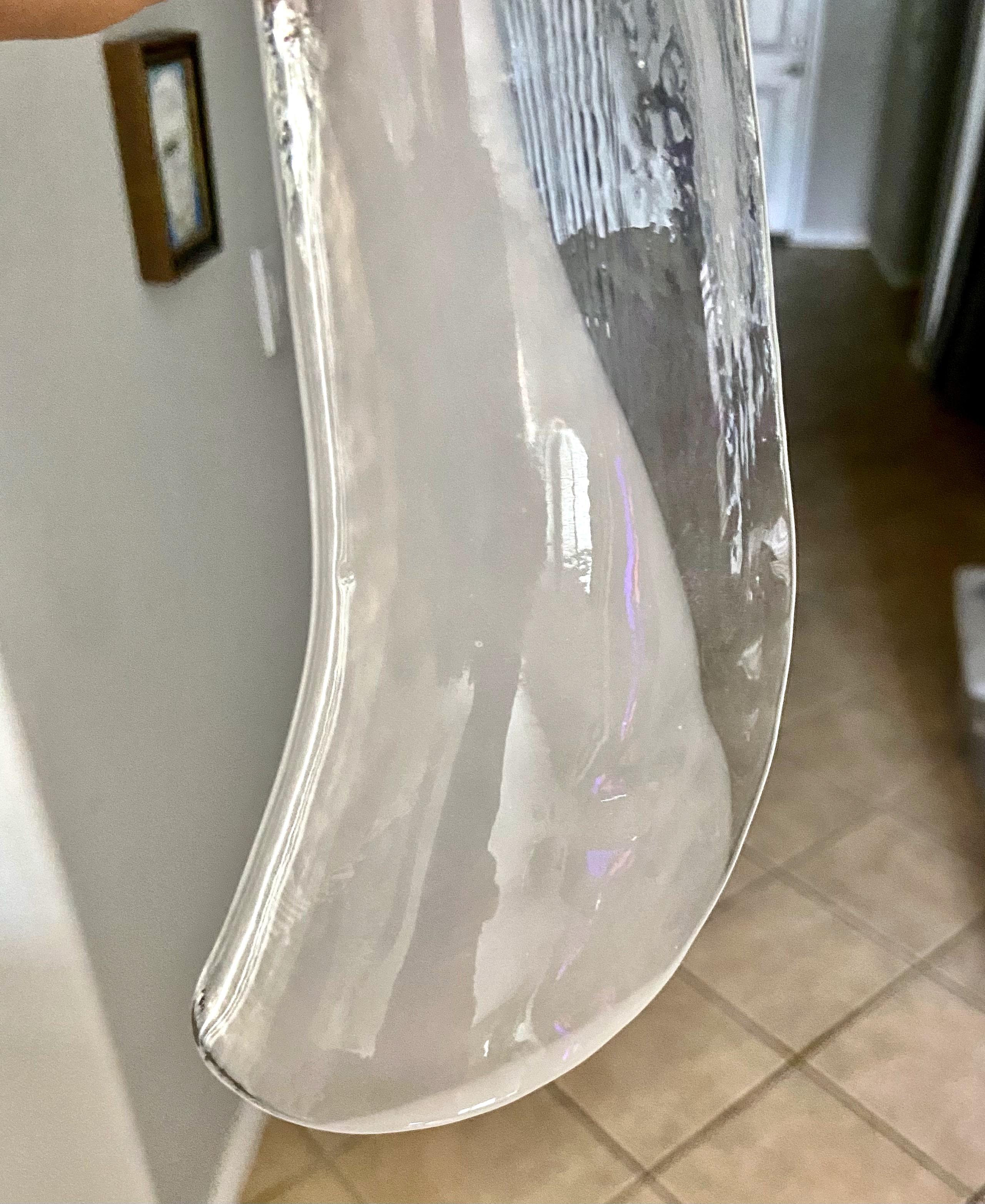 Murano Clear White Petal Glass Flush Mount Hall Light For Sale 4