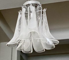 Murano Clear White Petal Glass Flush Mount Hall Light