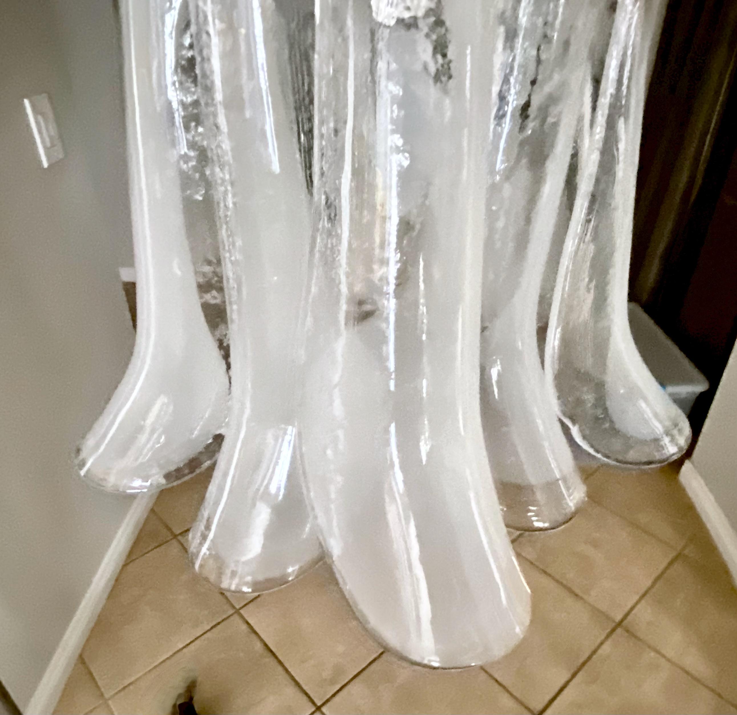 Murano Clear White Petal Glass Flush Mount Hall Light For Sale 1