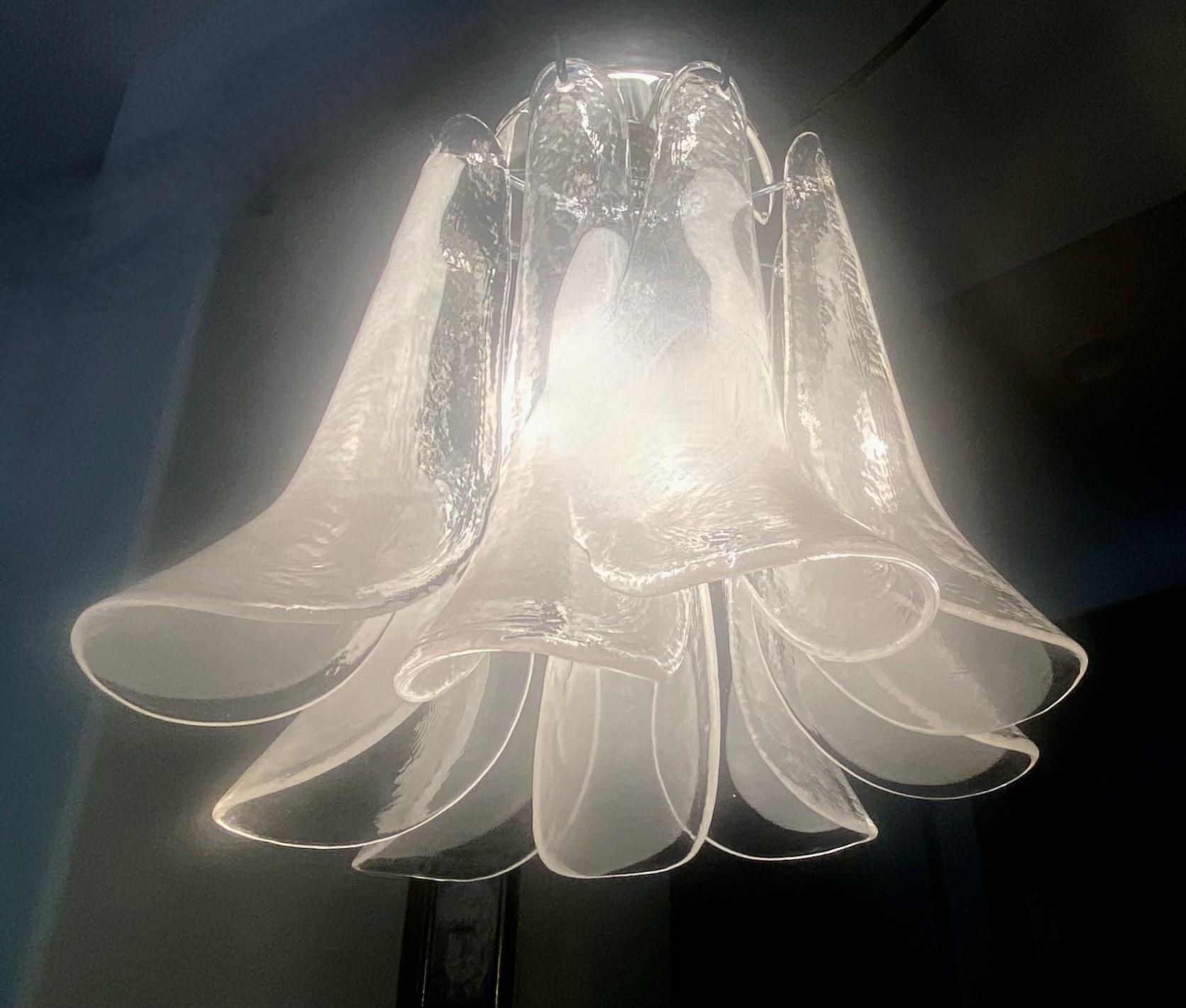 Murano Clear White Petal Glass Flush Mount Hall Light For Sale 2