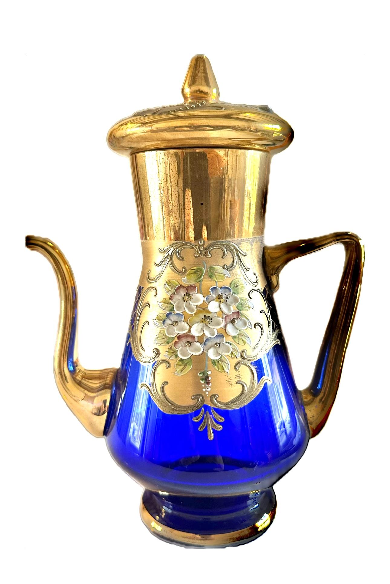Autre Ensemble en or 24 carats de Murano, bleu cobalt. en vente