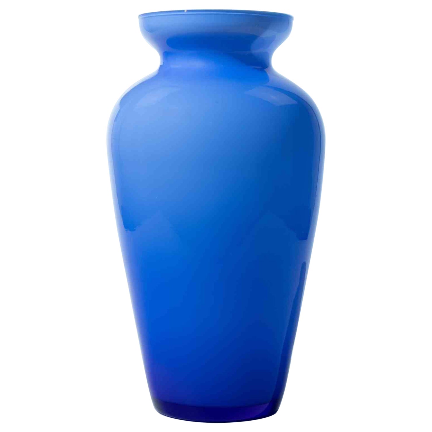 Vaso in vetro artistico blu cobalto di Murano, anni '70