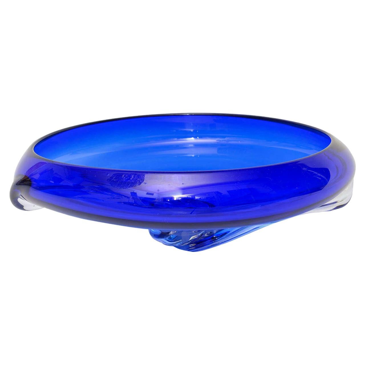 Murano Cobalt Blue Bowl by Mauro Becchini 1992 For Sale
