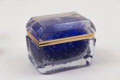 Murano Cobalt Blue Pulegoso Chamfered Rectangular Glass Box