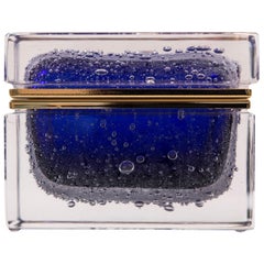 Murano Cobalt Blue Pulegoso Rectangular Box