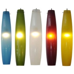 Murano Color Glass Pendants by Alessandro Pianon for Vistosi, Italy, 1960s