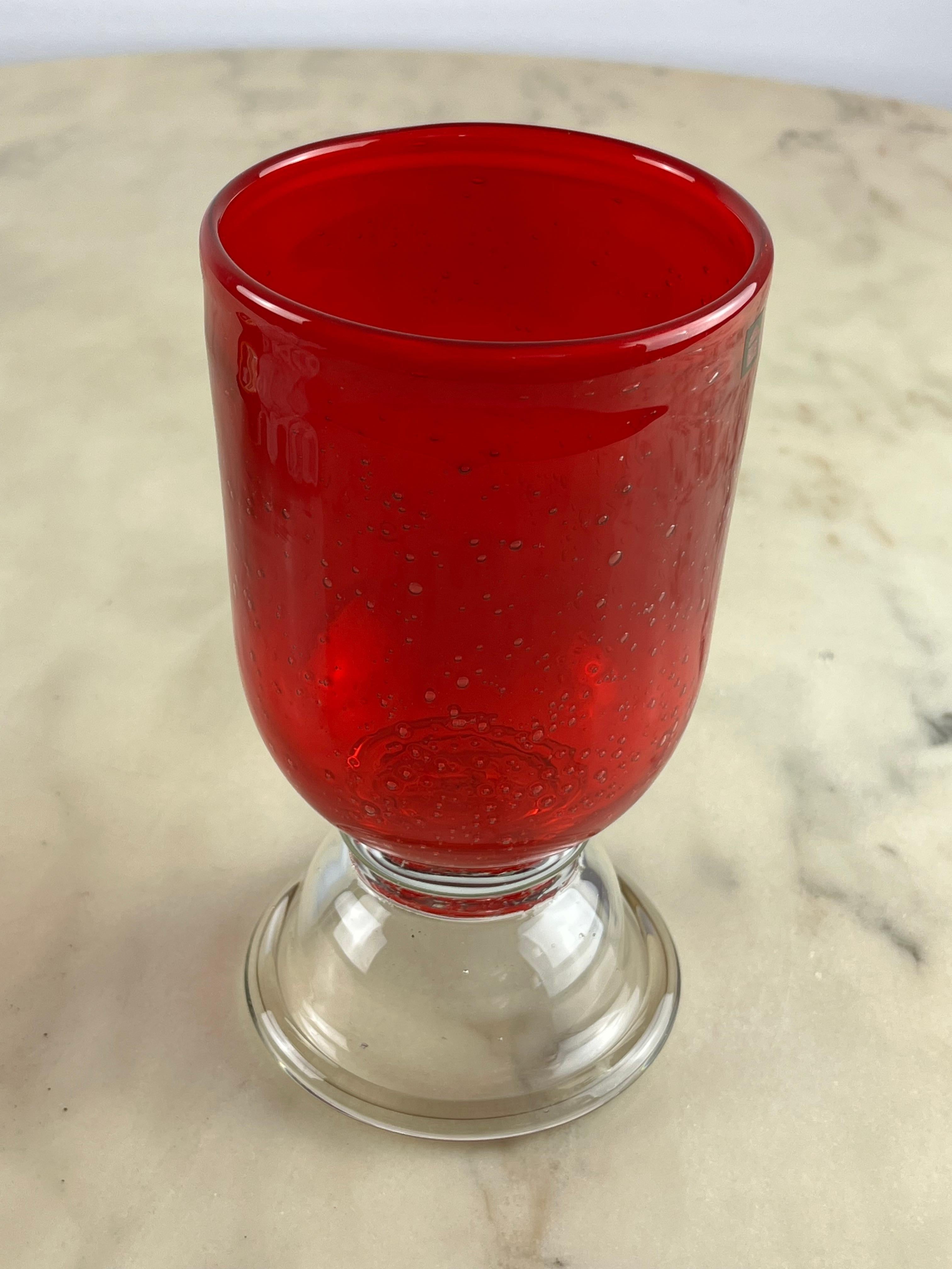 Italian Murano Colored Glass Cup, Italy, 1980 For Sale