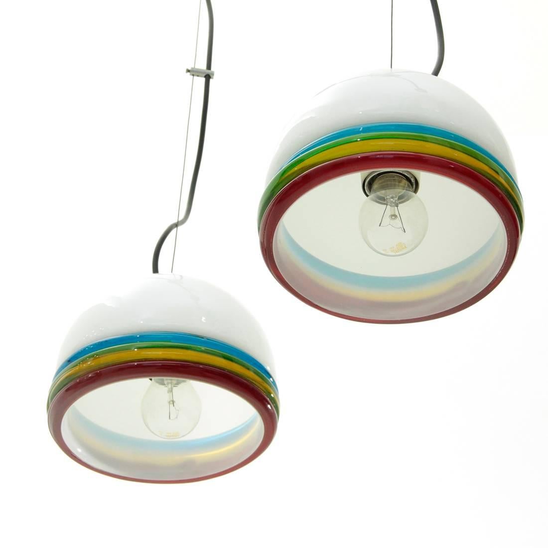 Murano Colored Glass Pendant Lamp, 1960s, Set of Two 3
