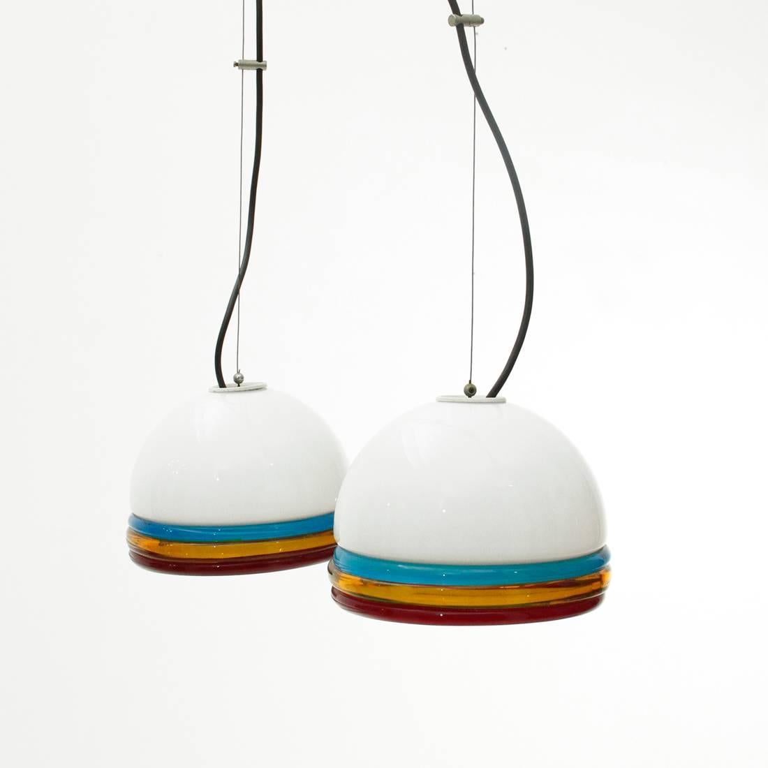 Murano Glass Murano Colored Glass Pendant Lamp, 1960s, Set of Two