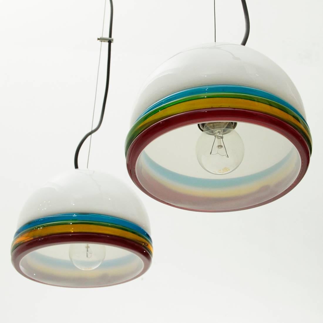 Murano Colored Glass Pendant Lamp, 1960s, Set of Two 1