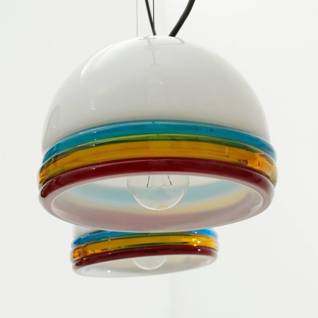 Murano Colored Glass Pendant Lamp, 1960s, Set of Two 2
