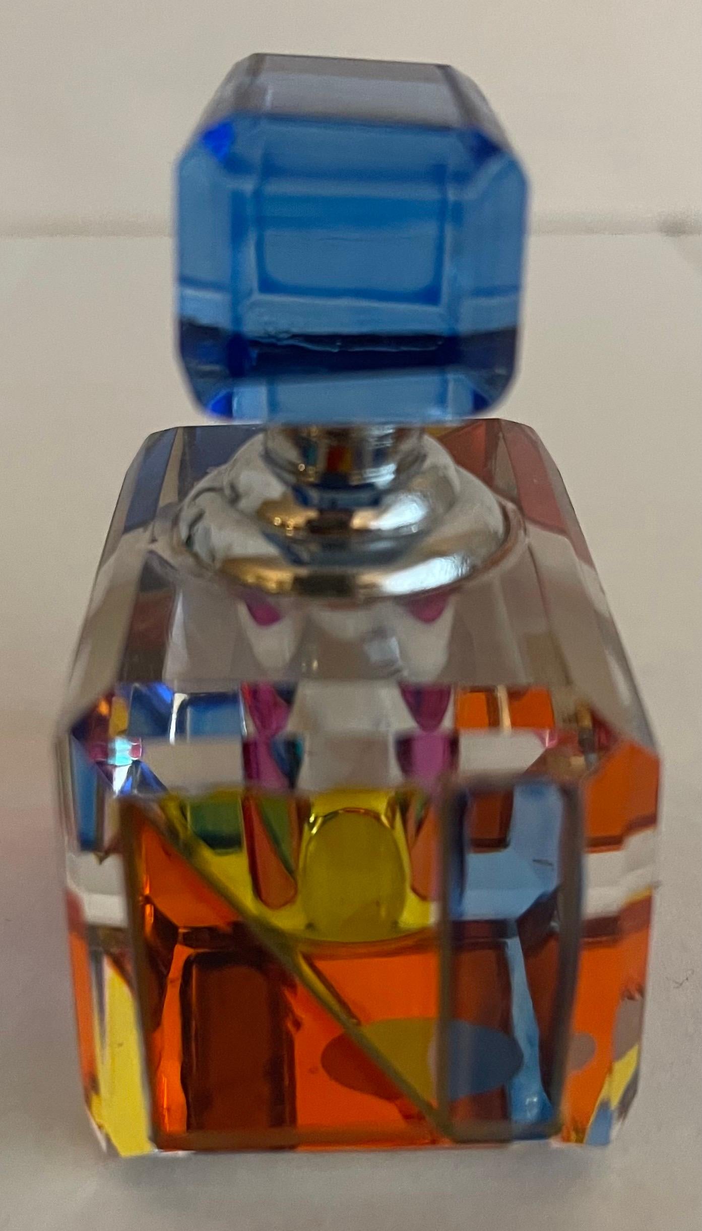 Mid-Century Modern Murano Colored Glass Perfume Bottles, Set of 2