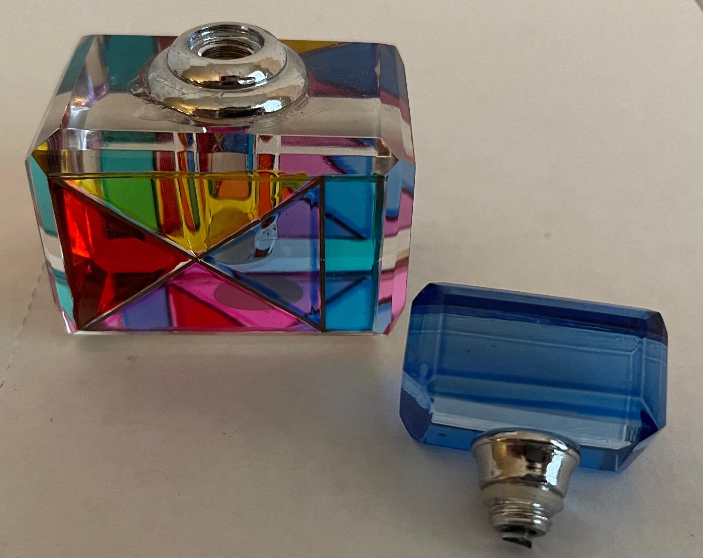 Italian Murano Colored Glass Perfume Bottles, Set of 2