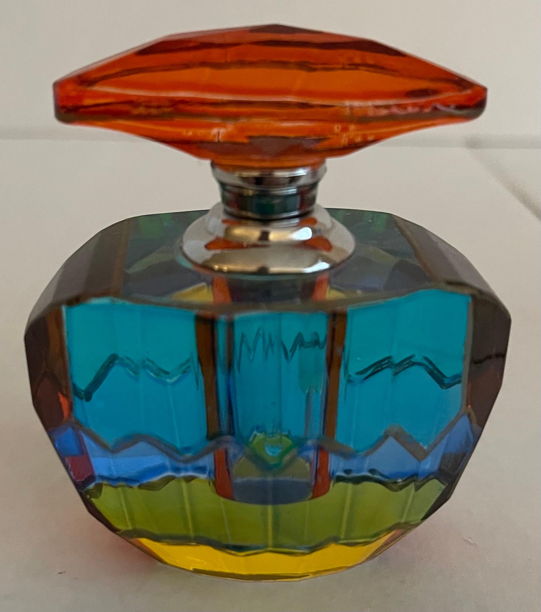 Murano Colored Glass Perfume Bottles, Set of 2 In Good Condition In Stamford, CT