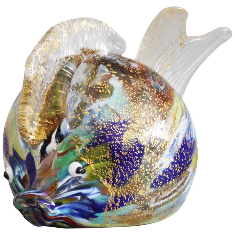 Multi-Colored Murano Glass Fish Sculpture at 1stDibs