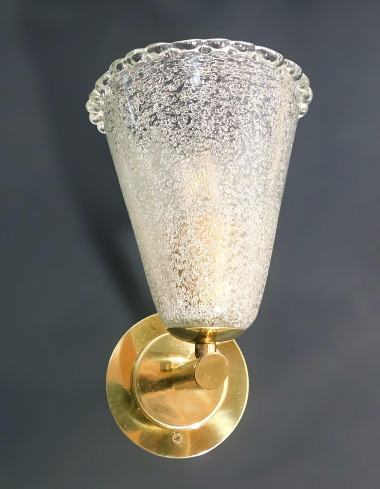Lámpara de Murano con forma de cono de Barovier e Toso, 3 Disponibles Latón en venta