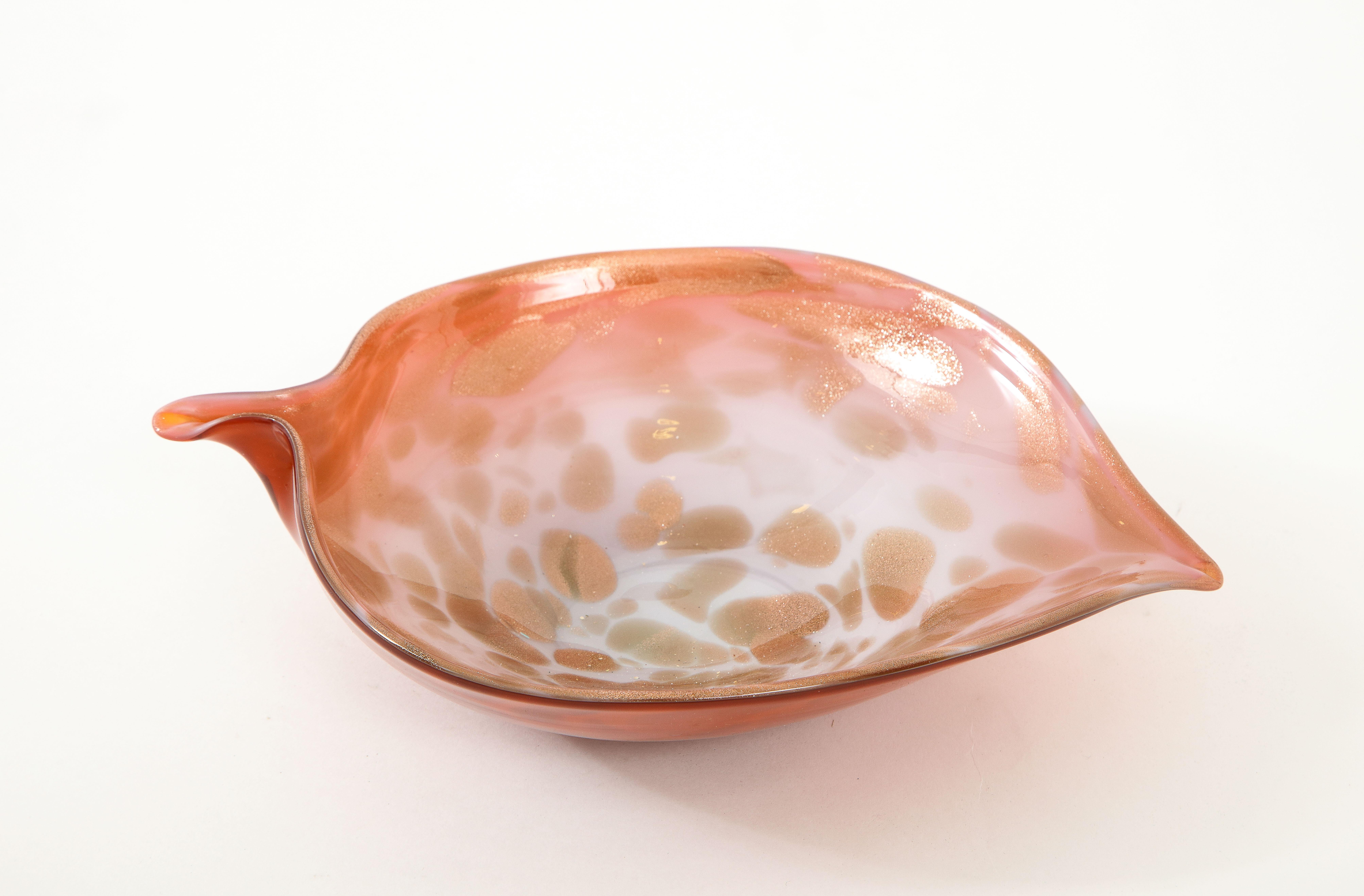 Mid-Century Modern Murano Copper Art Glass Vide Poche, Dish