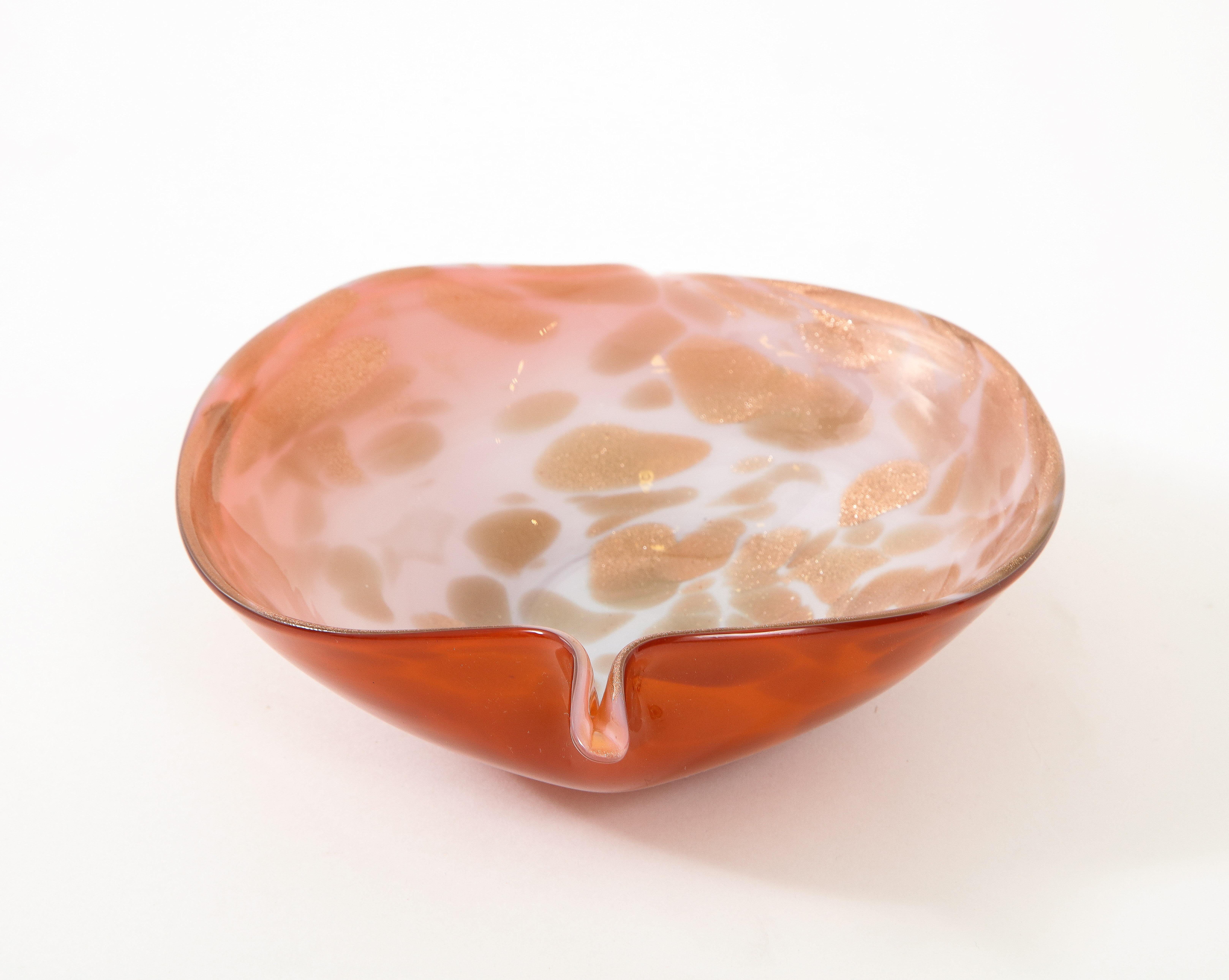 Murano Copper Art Glass Vide Poche, Dish In Good Condition In New York, NY