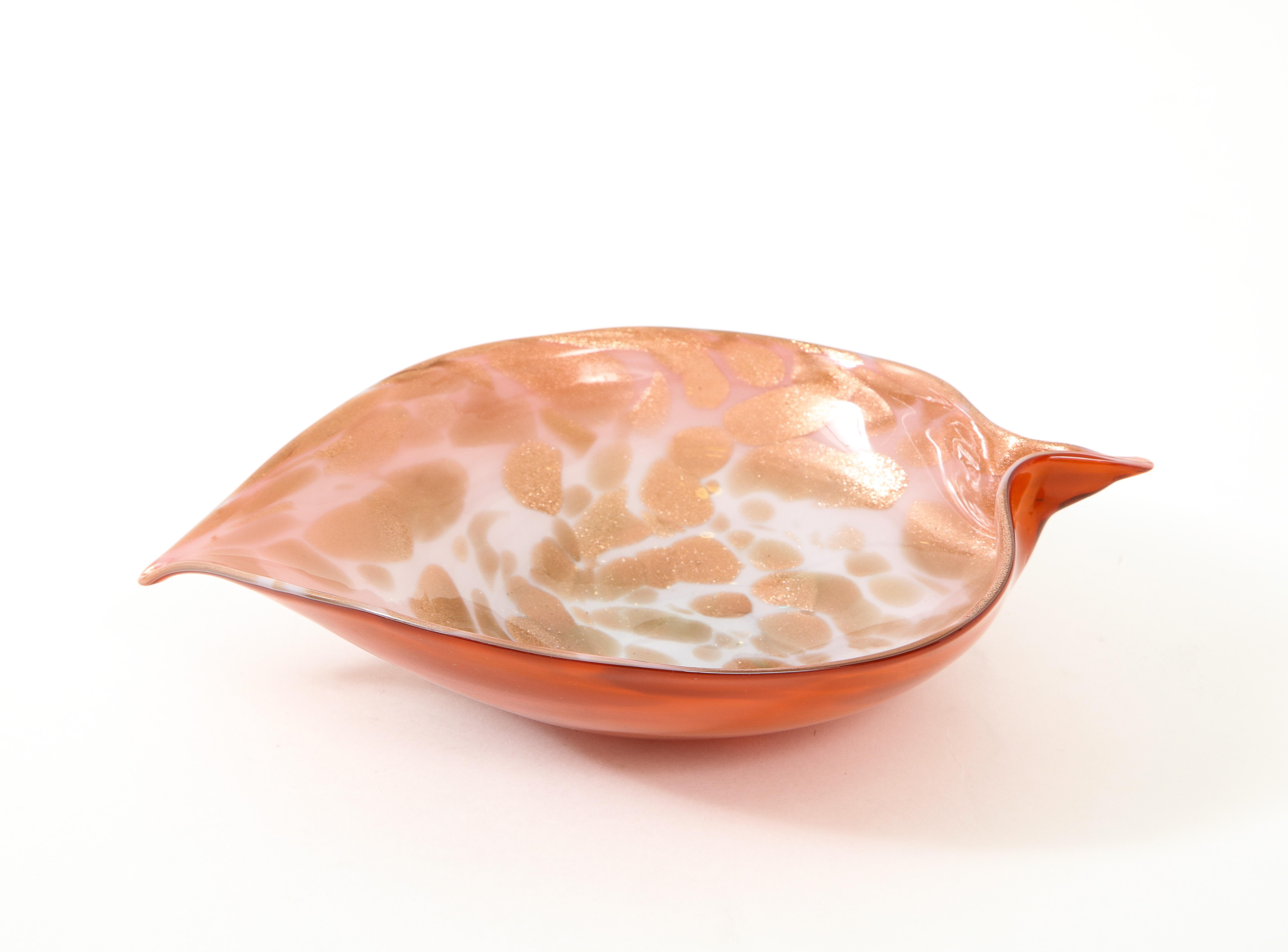 20th Century Murano Copper Art Glass Vide Poche, Dish