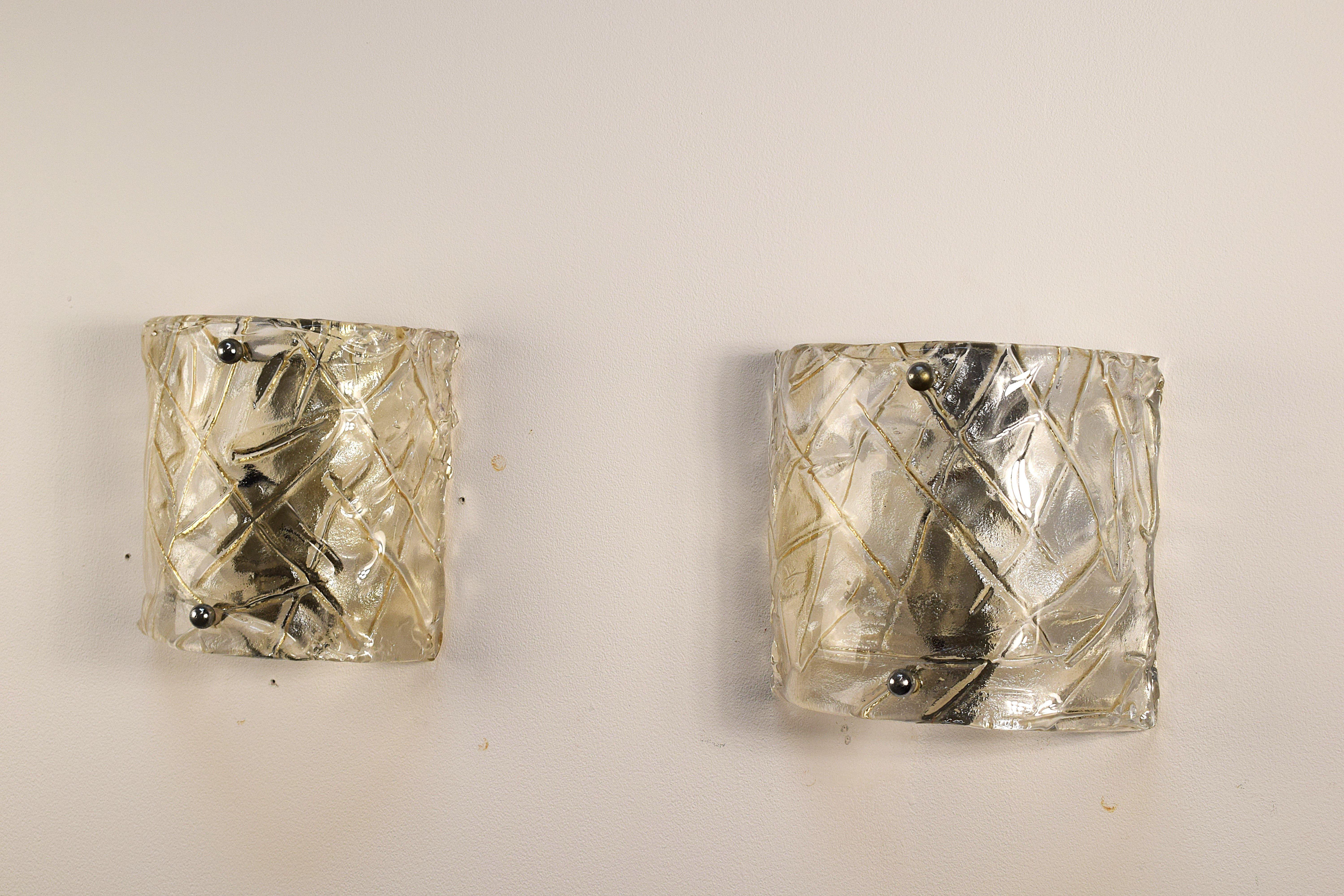 Murano - Coppia Lampade da muro, 1970 In condizioni buone in vendita a Palermo, PA