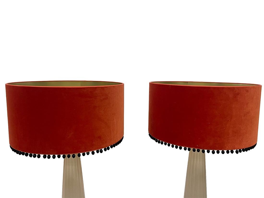 italien Lampes de table imposantes Murano Cordonato D'Oro Barovier&Toso, années 1980 en vente