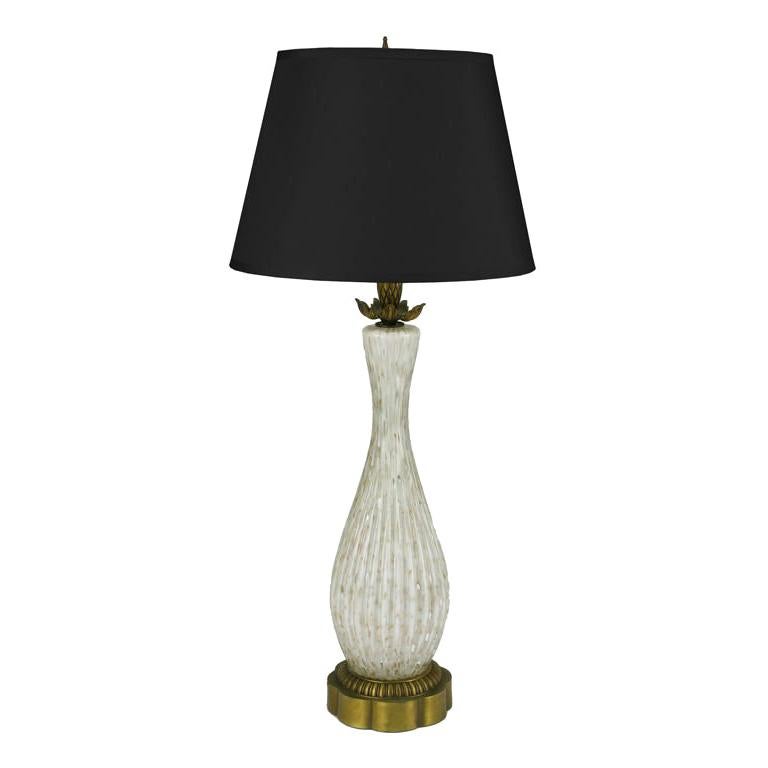 Murano Cordonato D'Oro Fluted Glass Table Lamp For Sale