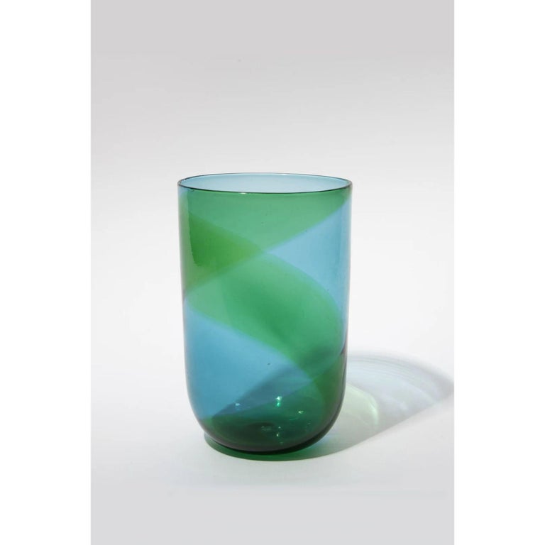 Murano 'Coreano' vase by Tapio Wirkkala for Venini, 1966

A Murano glass 'Korean' vase with bands of blue and green, 1966.

Additional Information:
Material: Glass
Signed 'Venini Italia tw'.
Published: Franco Deboni, 'I vetri Venini'