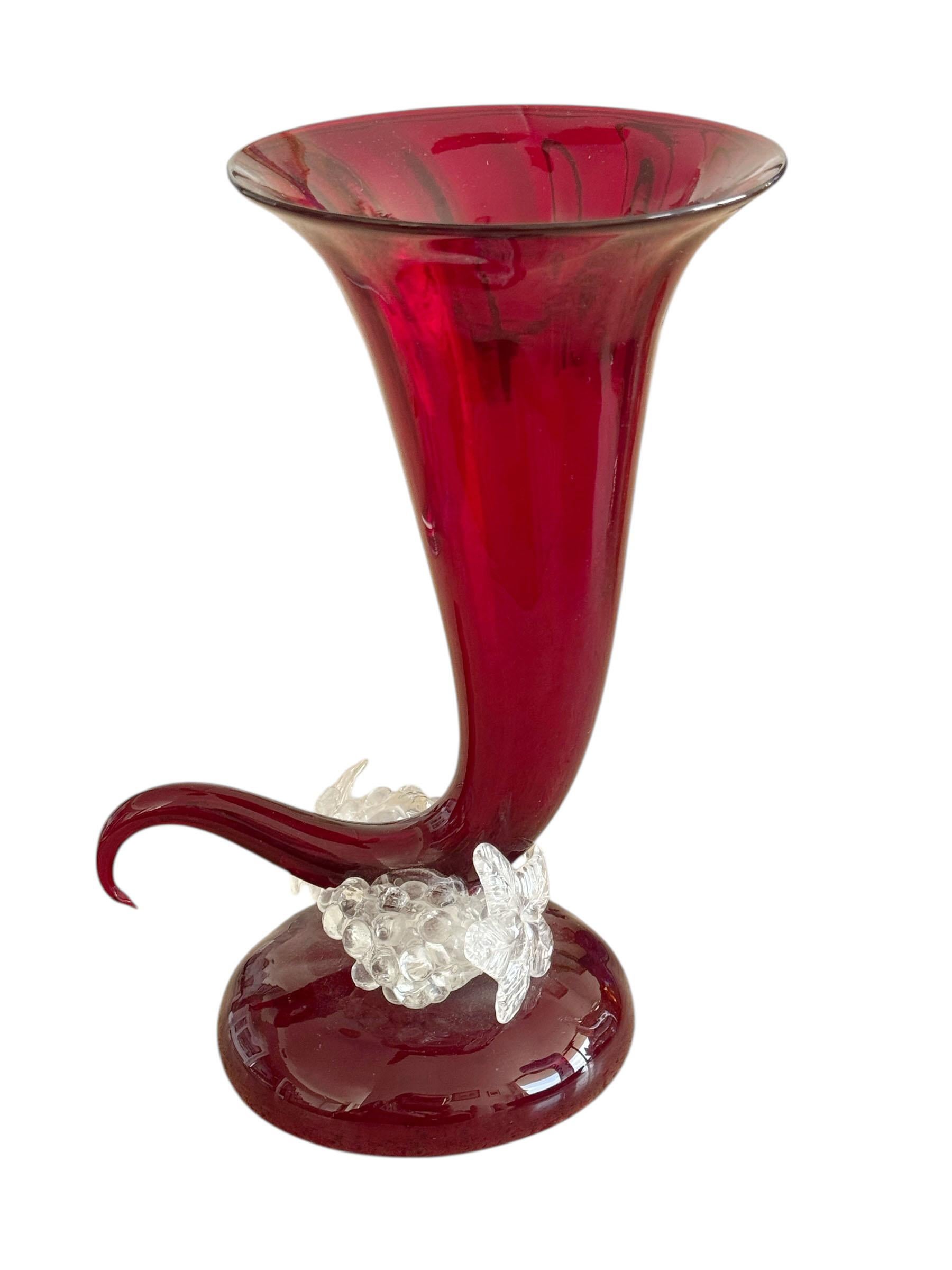 Murano Cornucopia Vase With Grapes For Sale 4