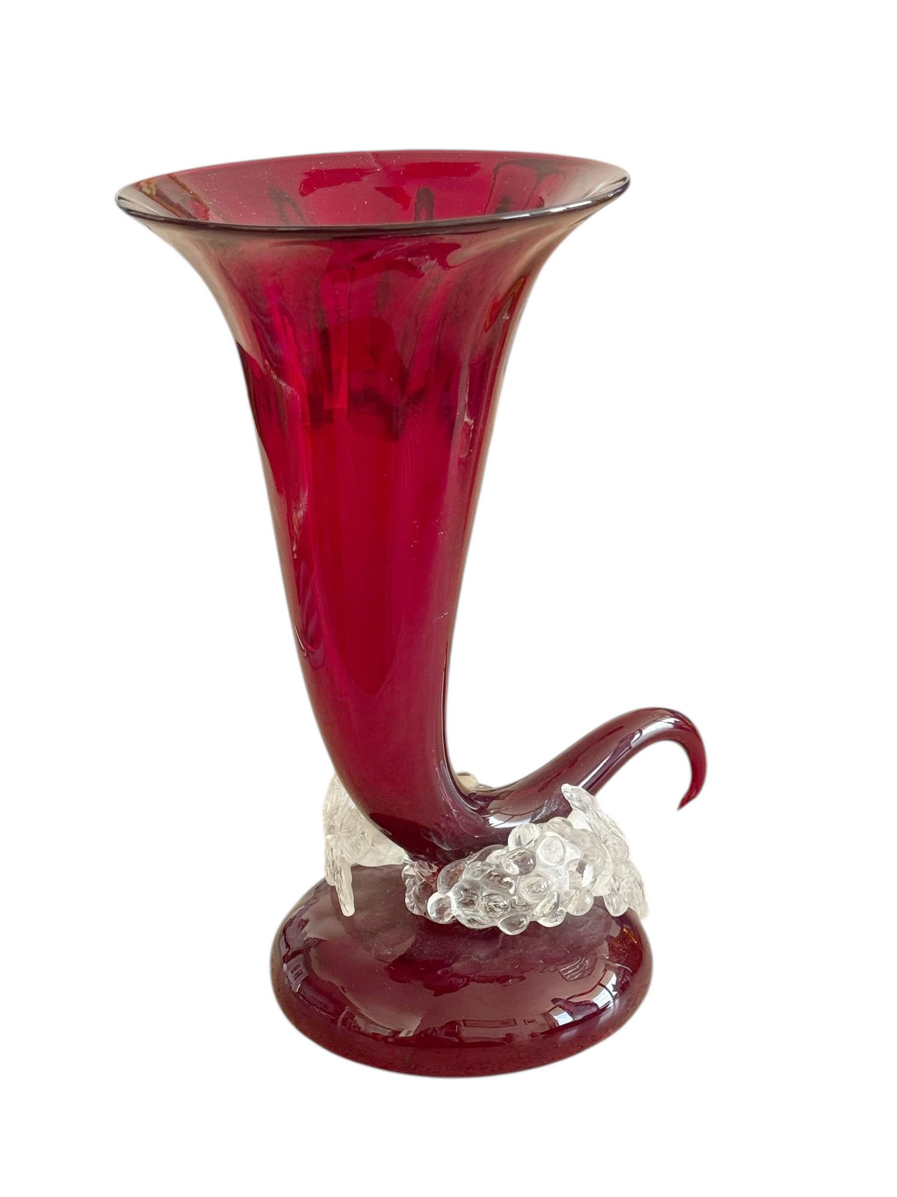 Murano Cornucopia Vase With Grapes For Sale 6