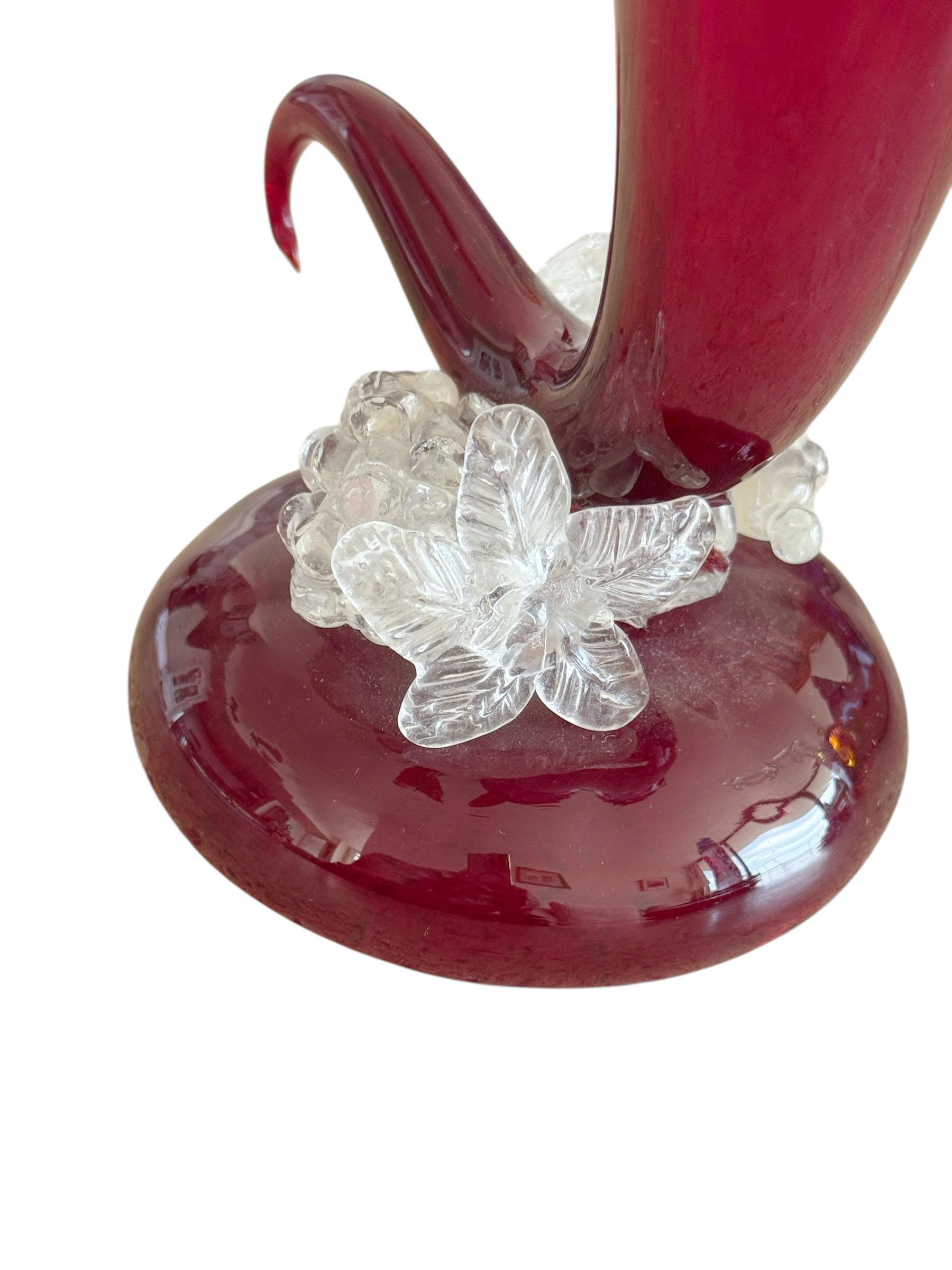Mid-20th Century Murano Cornucopia Vase With Grapes For Sale