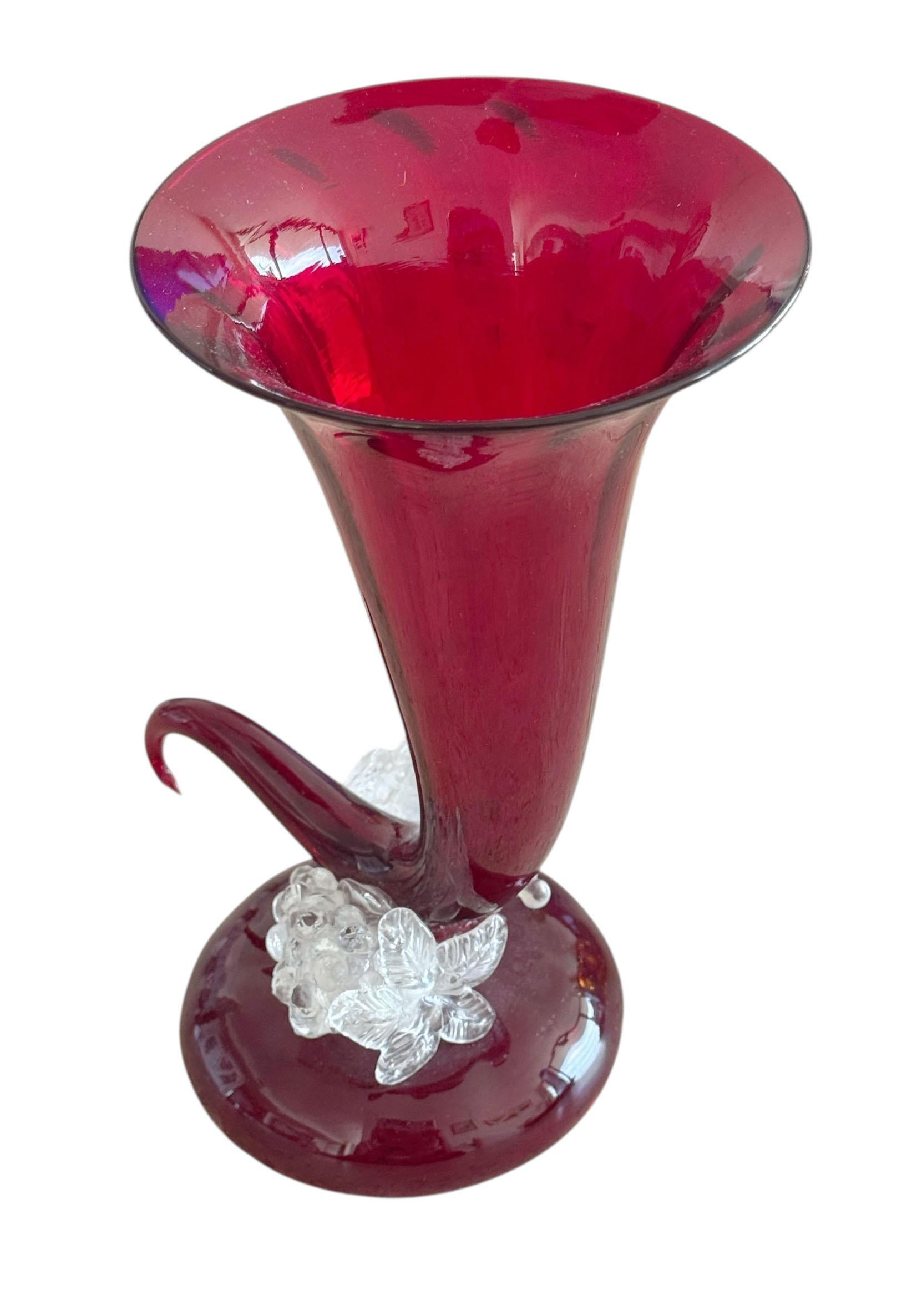 Murano Cornucopia Vase With Grapes For Sale 1