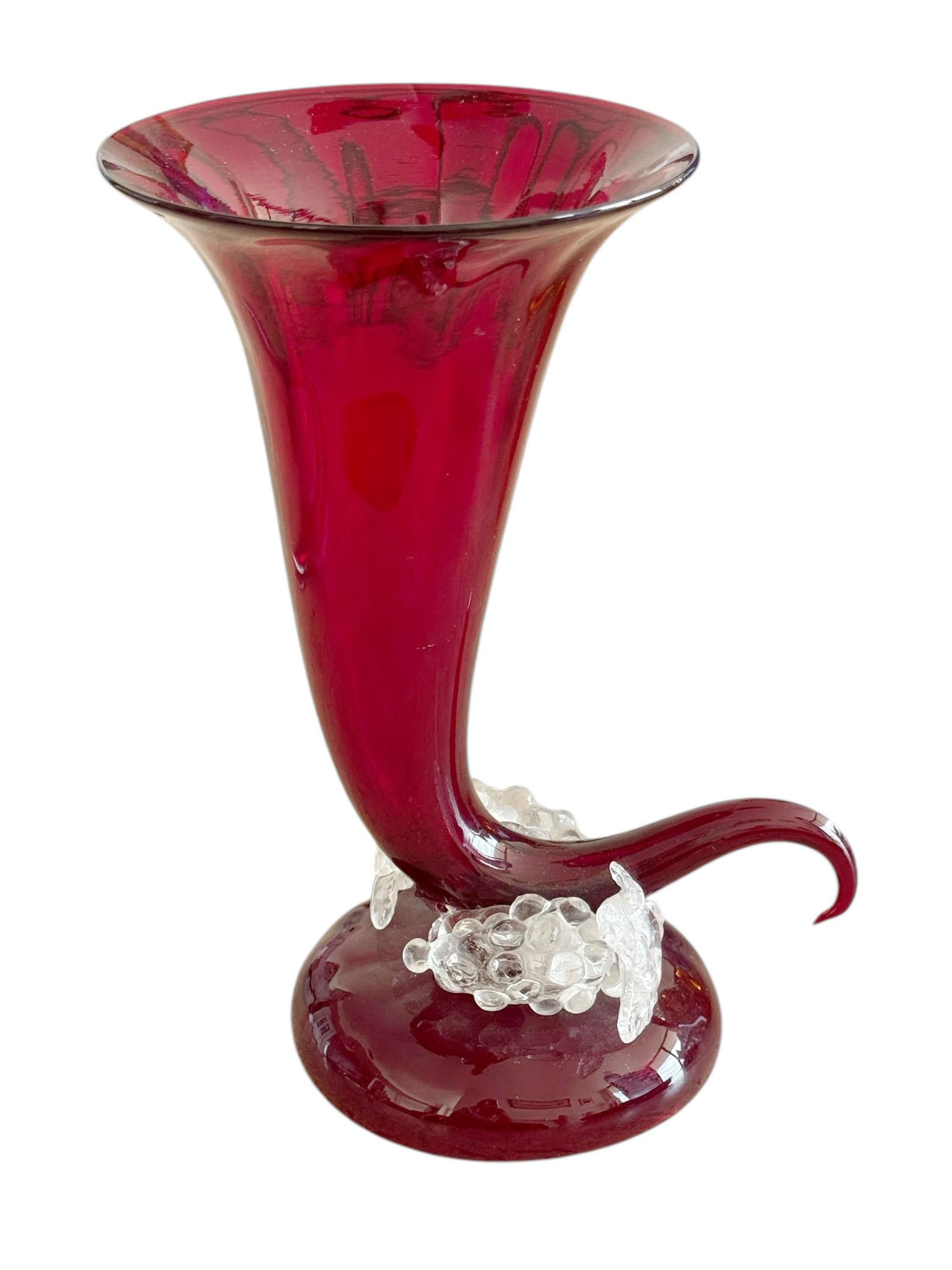 Murano Cornucopia Vase With Grapes For Sale 2