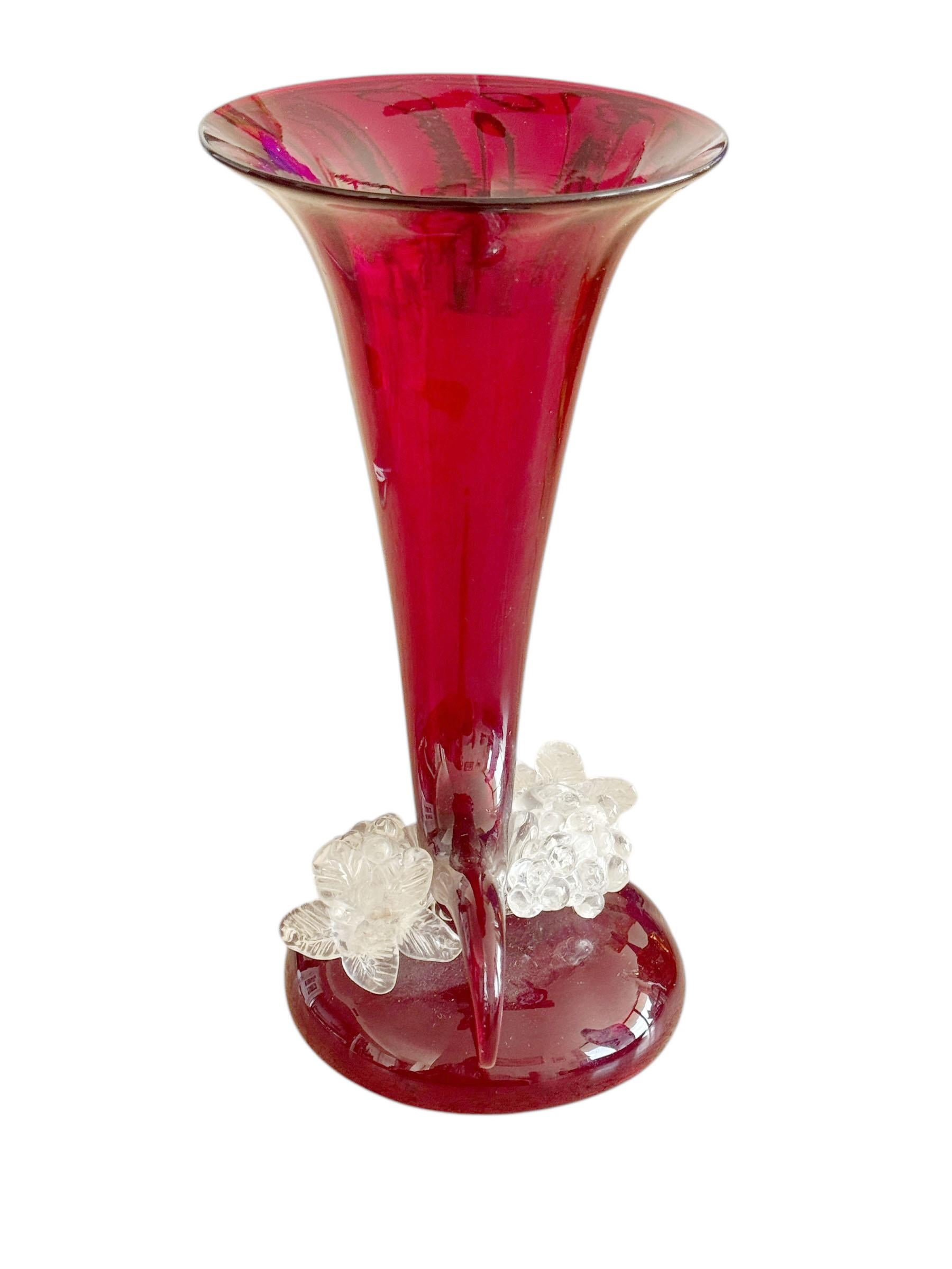 Murano Cornucopia Vase With Grapes For Sale 3
